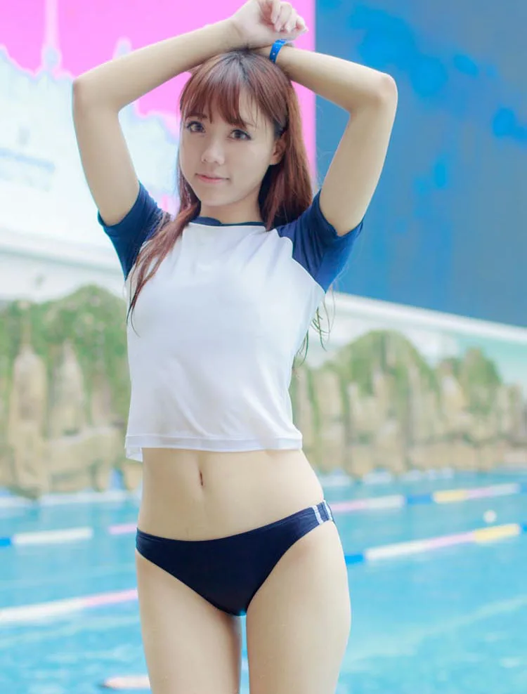 

Gymnastics sukumizu swimwear | Split Bloomers style Swimsuits | Summer cosplay school Swim costume