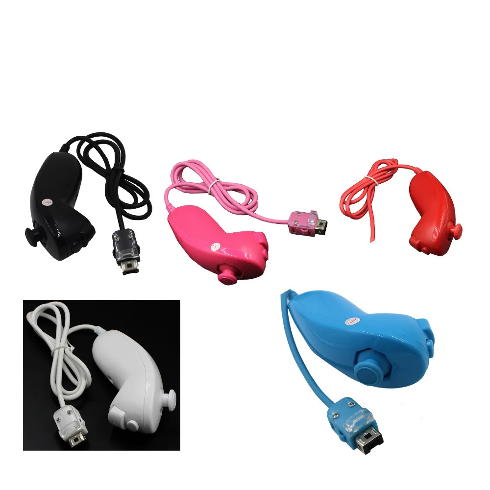 

New Styling Remote Wired Nunchuk Game Handle Controller 5 Colors For Nintendo Wii Pink Blue Black White Red