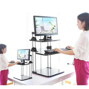 

Foldable 2 layer Computer Table Adjustable Laptop Desk free Lifted Standing Desk workbench bracket for Stand and sit