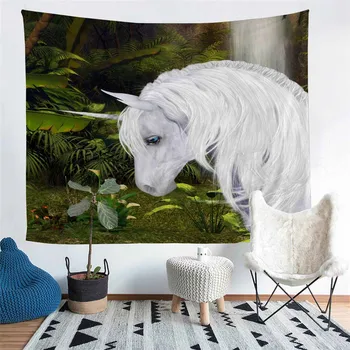 

HELENGILI Home Furnishing Unicorn Tapestry Wall Hanging Sandy Beach Picnic Throw Rug Blanket Camping Tent Sleeping Pad #DJS-2