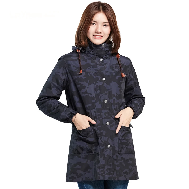 Fashion 3in1 Womens Camo Winter Long Coat Windbreaker Waterproof Jacket
