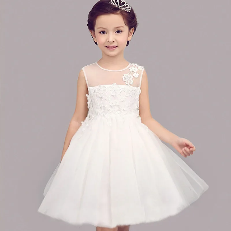 

High Quality Bow-knot Strap Girls Party Dress Baby Girl Princess Dress 2016 Brand New Spring Summer Girls Clothes LSKD021