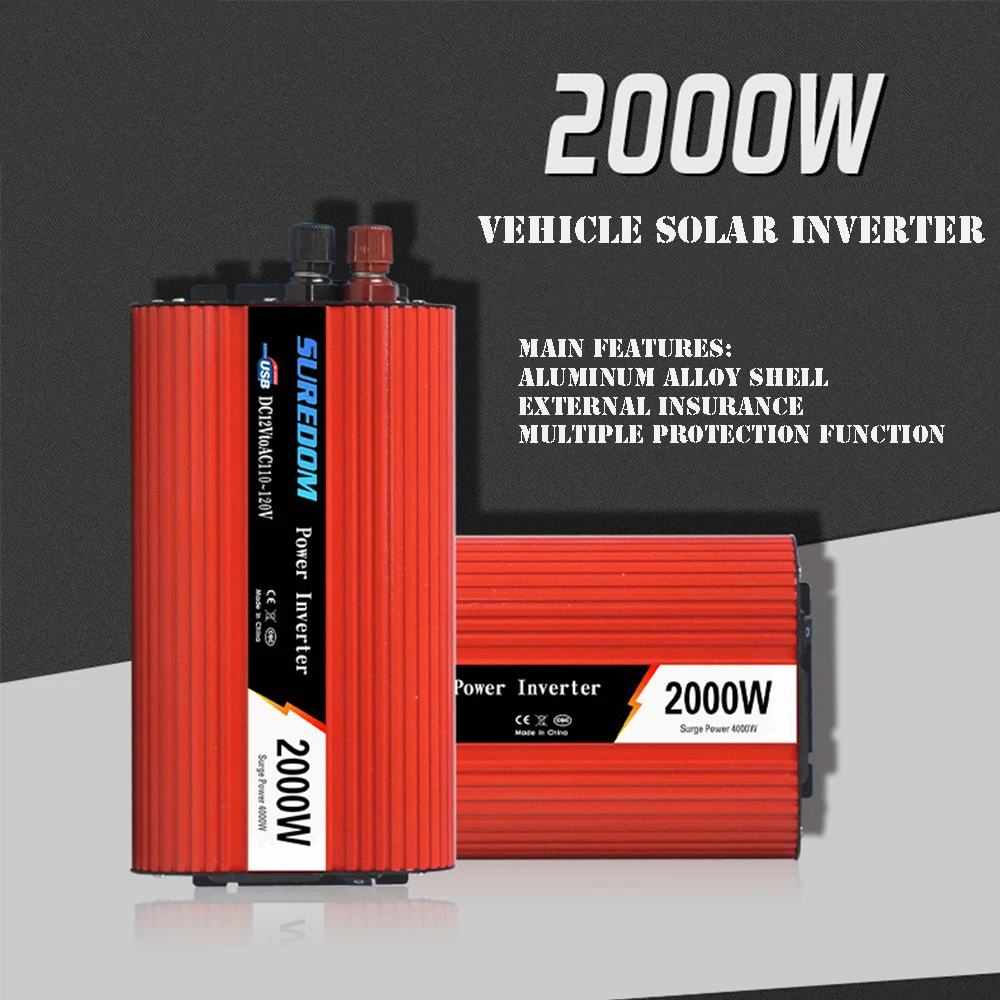 

DC12V To AC220V 2000w Modified Sine Wave Inverter Solar Energy Inverter Vehicle Power Converter Voltage Transformer