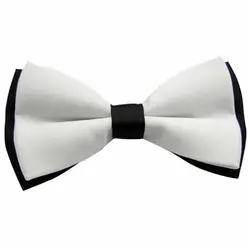 Официальный белый с черным дном сплайсинга двухслойный Дизайн галстук-бабочка для Для мужчин