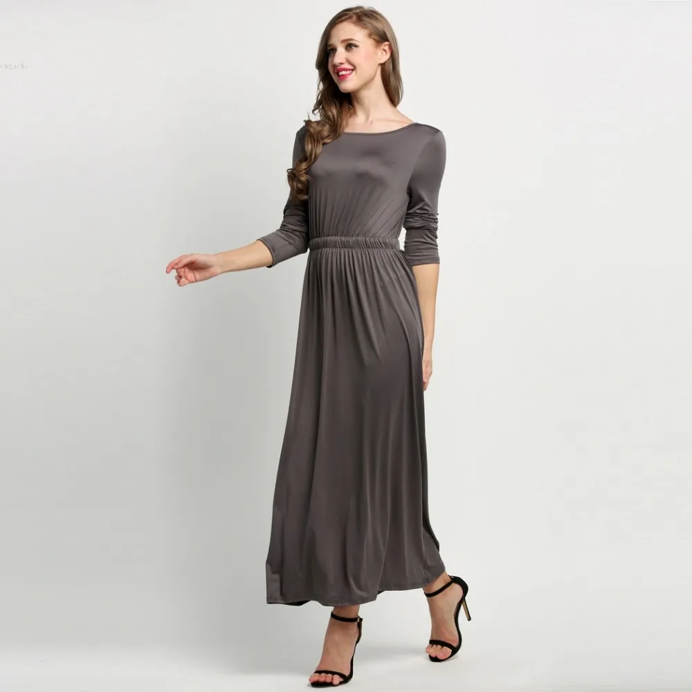 Hot Sale 2018 Long Sleeve Maxi Dress 4 Colors Vintage Elegant Dress For ...
