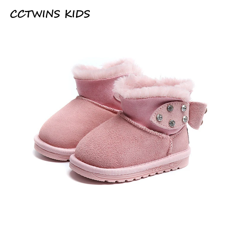 

CCTWINS KIDS 2017 Winter First Walker Child Kid Girl Genuine Leather Black Snow Boot Toddler Fashion Baby Boy Warm Boot CS1555