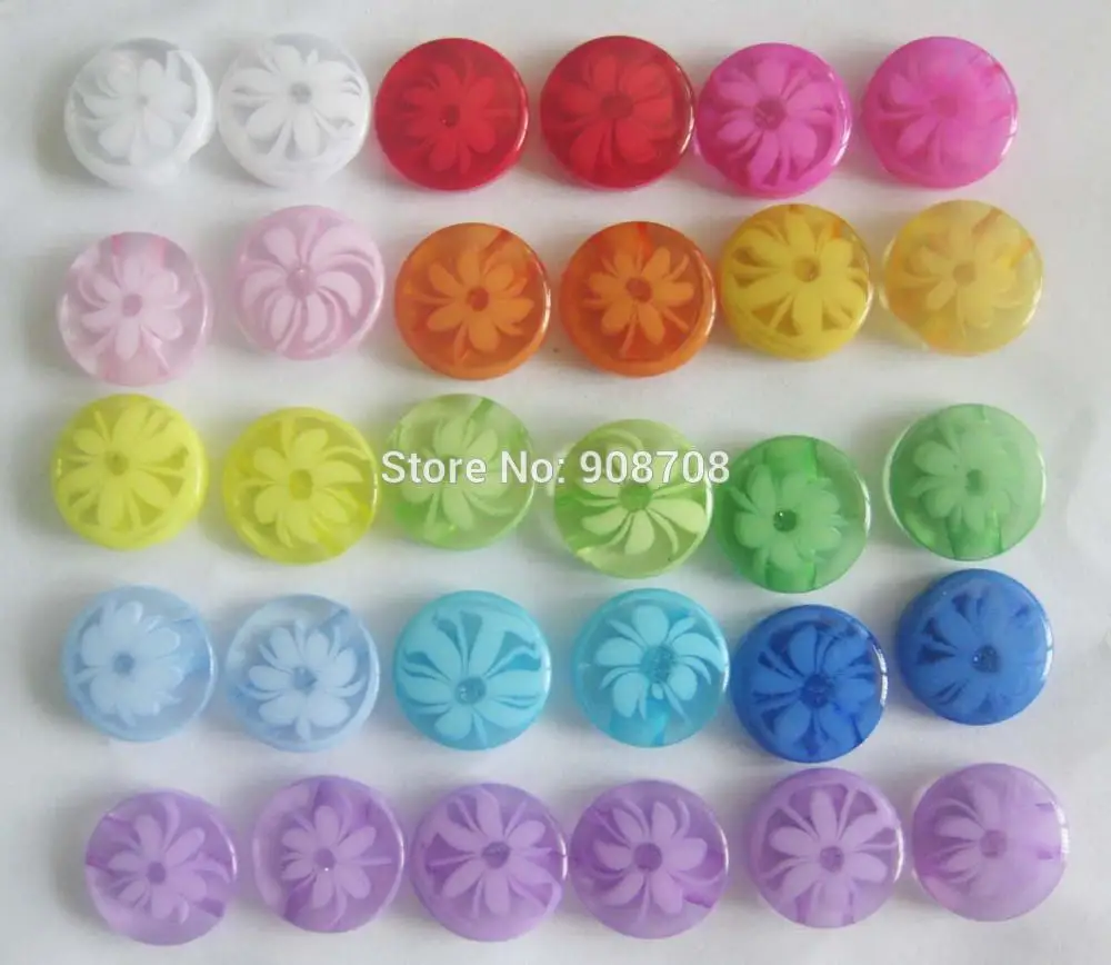 

H0175 charm craft buttons 12mm back holes sewing supplies 100pcs children shirt flower button garment accessories