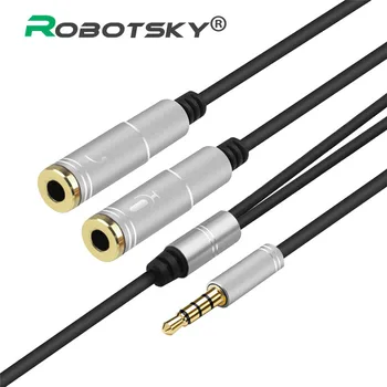 

Robotsky 3.5mm Audio Cable Microphone Splitter 1 Male to 2 Female Jack 3.5 Extension Cable for Phone Laptop Headset