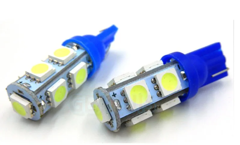 100X авто светодиодный T10 194 W5W 9 SMD 5050 для мотоциклов и автомобилей источник света лампа индикатор приборной панели сигнала клиновидные боковые фонарь белого и синего цвета