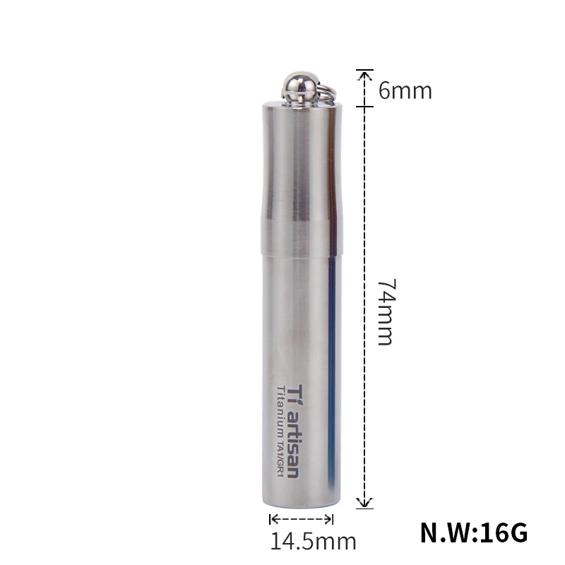 Ti artisan Titanium Toothpick Container Waterproof Pill box Eco-friendly Ultra light Portable with Keychain 6 Sizes Option