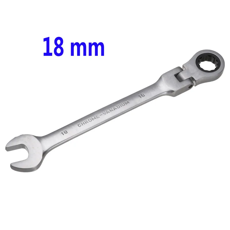 Brand New 18 mm High Quality Flexible Head Ratchet Metric Spanner Open