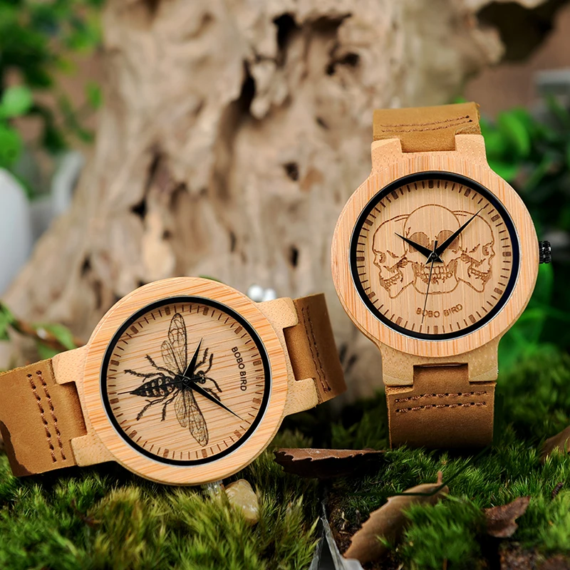 BOBO BIRD P20 Bamboo Wood Watches Men with Image Printing 2018 New Arrivals Images Optional Casual Clock