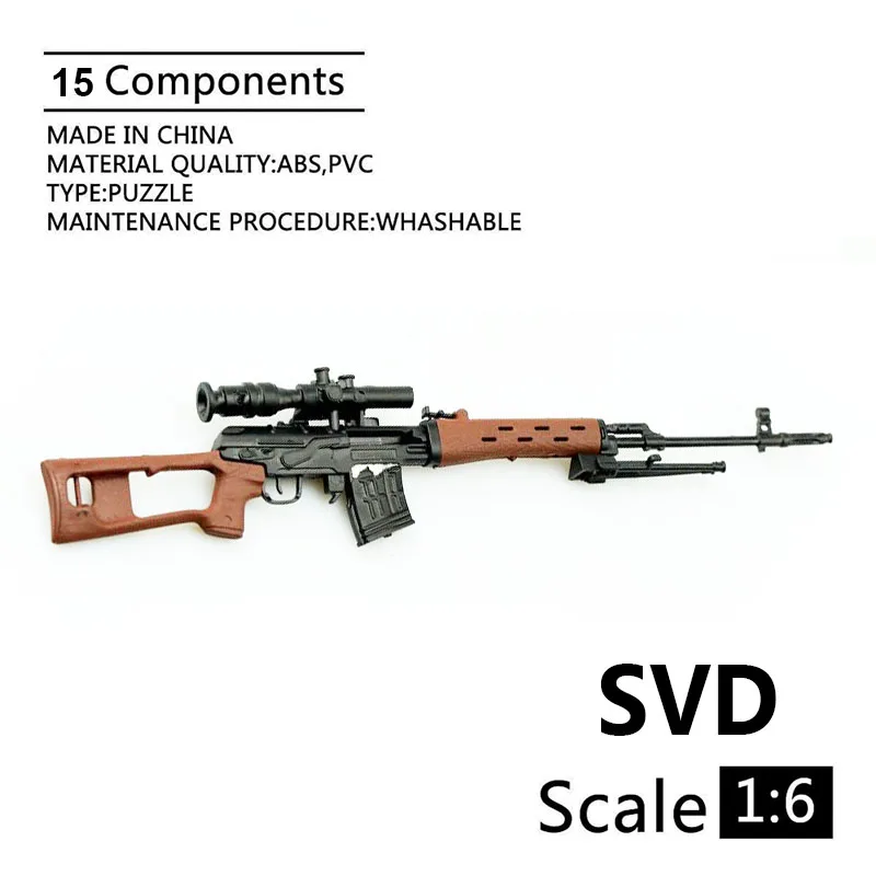 

1:6 SVD Sniper Rifle 1:6 Gun Model Black Coated Plastic Military Model Accessories For 12" Action Figure Display And Collection