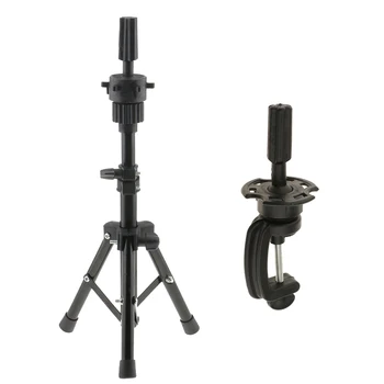 

Set of 2Pcs Metal Cosmetology Mannequin Manikin Practice Head Holder Tripod Stand with Plastic Clamp