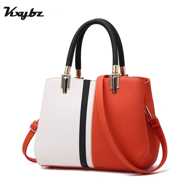 

KXYBZ Women Fashion Handbag Patchwork Zipper Casual Shoulder Bags Lady PU Leather High Quality Daily Bag Tote Crossbody BagK1050