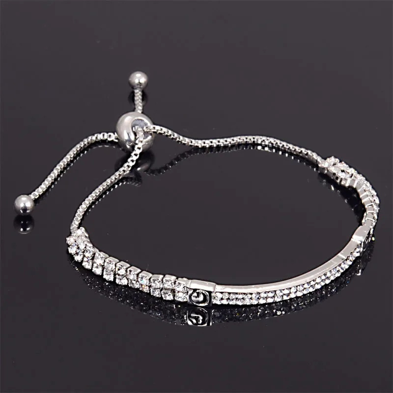 

Miasol Adjustable Fashion Rhinestone Charm Bracelets Crystal Charm Bracelets For Women Party Wedding Gfit