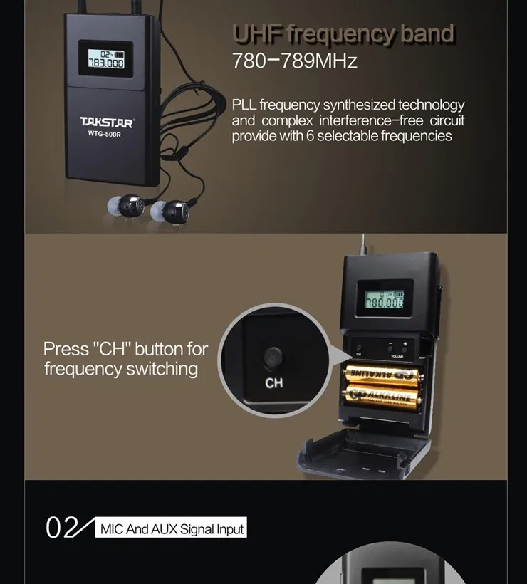 Best 100m operating range 1 Transmitter+10 Receivers 100% Original Brand New Takstar WTG-500 UHF PLL Wireless tour guide system 2 Best 100m operating range 1 Transmitter+10 Receivers 100% Original Brand New Takstar WTG-500 UHF PLL Wireless tour guide system 2