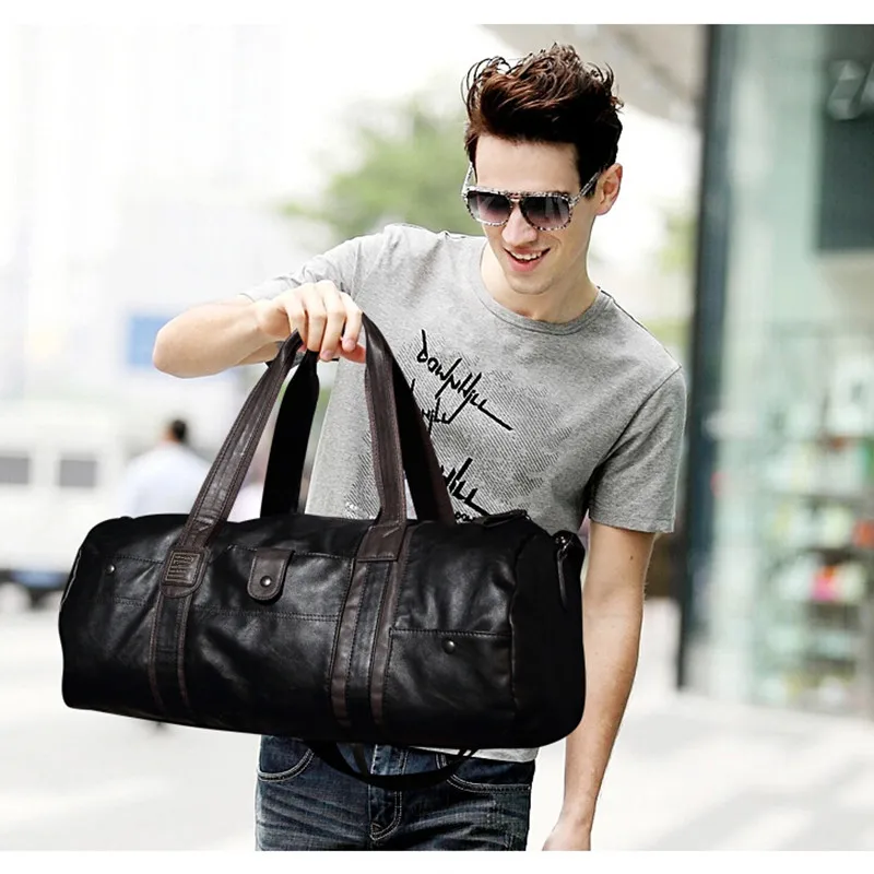 

Hot Sales Men Large Capacity Oil Wax Leather Handbags For Portable Shoulder Bags Men's Casual Travel Bags Package Men Duffle Bag