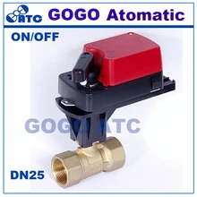 GOGO DN25 G" 6Nm ON/OFF латунь 2-ходовой моторизованный шаровой клапан для вентиляции и кондиционирования AC100-240V