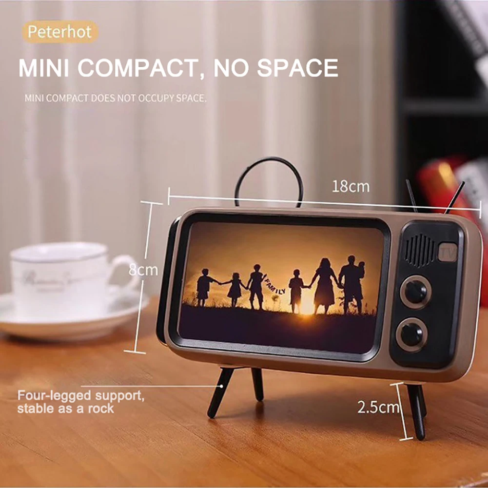 

Portable Wireless PTH800 Retro TV Mini Bluetooth Super Bass Speaker Phone Holder