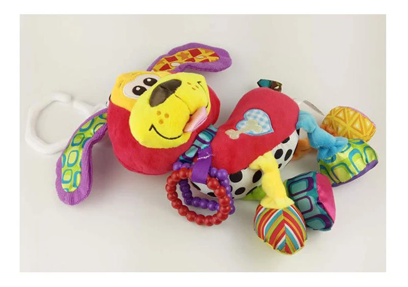 35*22CM Musical Cute Rattles Bed Crib Stroller Kids Stuffed Doll Vibrator Dog Hand Bell Shake RingToy With Teether D012 9
