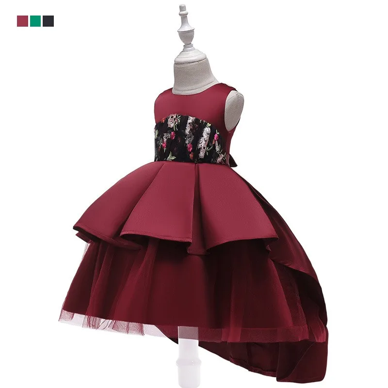 Свадебная одежда со шлейфом и цветами; платье для девочек; платья для первого причастия; детское бальное платье; одежда для детей; Пышное детское платье