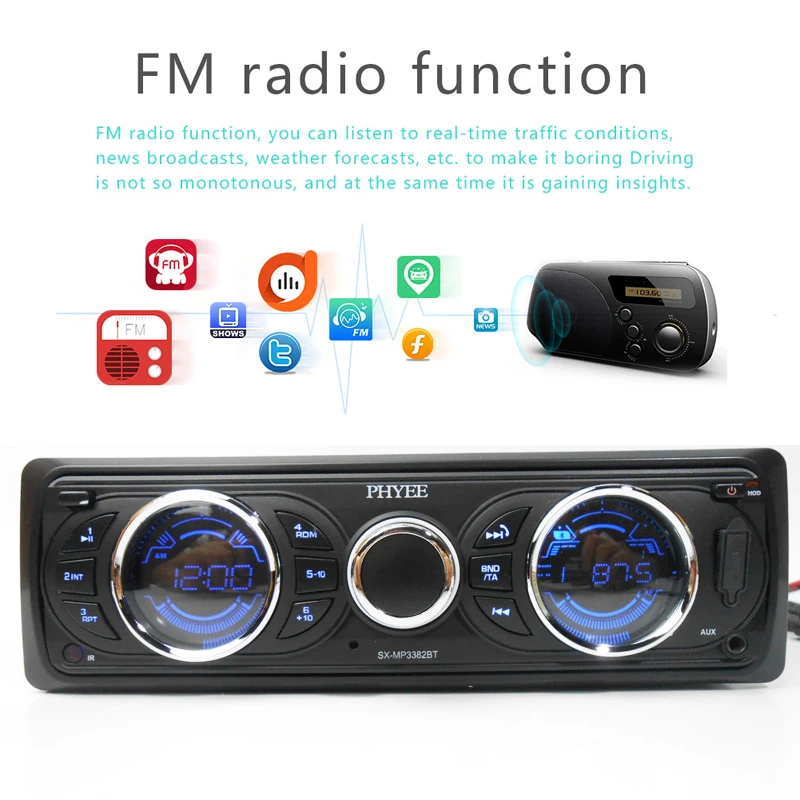  1 Din Detachable Car Radio RDS Autoradio Bluetooth Stereo Audio A2DP Handsfree AM FM USB SD AUX ISO