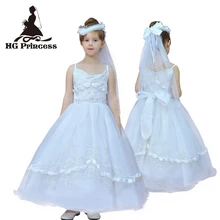 Free shipping Formal Child Ball Gowns 6 Years Flower Girl Dresses For Weddings Tulle Embroidery White First Holy Communion Dress Free shipping Formal Child Ball Gowns 6 Years Flower Girl Dresses For Weddings Tulle Embroidery White First Holy Communion Dress