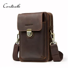 CONTACT'S Сумка на талии из натуральной кожи для телефона, в винтажном стиле с отделением для карт дорожные сумки для мужчин наплечные сумки