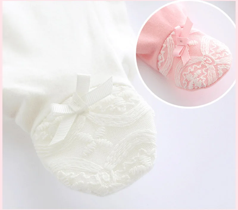 CLEARANCE Newborn Baby Girl Cotton Lace Footies 1piece Overall with Hair Band New Spring Infant Girl Clothes Born 3m BIG SALE