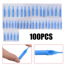 Профессиональные 100 шт Одноразовые смешанные стерильные насадки для татуажа, набор наконечников, игольчатая трубка, синяя 3RT, 5RT/7RT/9RD/3DT/5DT/7DT/5FT/7FT/9FT