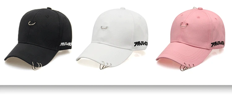 Корейская версия сплошной цвет Мужские и женские индивидуальные шляпы железное кольцо кулон три шапка с кольцами пара Открытый досуг Бейсбол