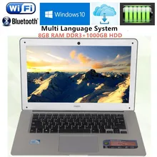 14.1inch 1920X1080P FHD 8GB RAM DDR3+1000GB HDD Windows10 Ultrathin Intel N3520 Quad Core Fast Running Laptops Netbook Computer