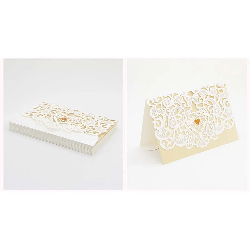  10 Pcs/Set New Wedding Invitation Card Hollow Laser Cut with Inner Paper Envelope Wedding Party Gue - 32963612573