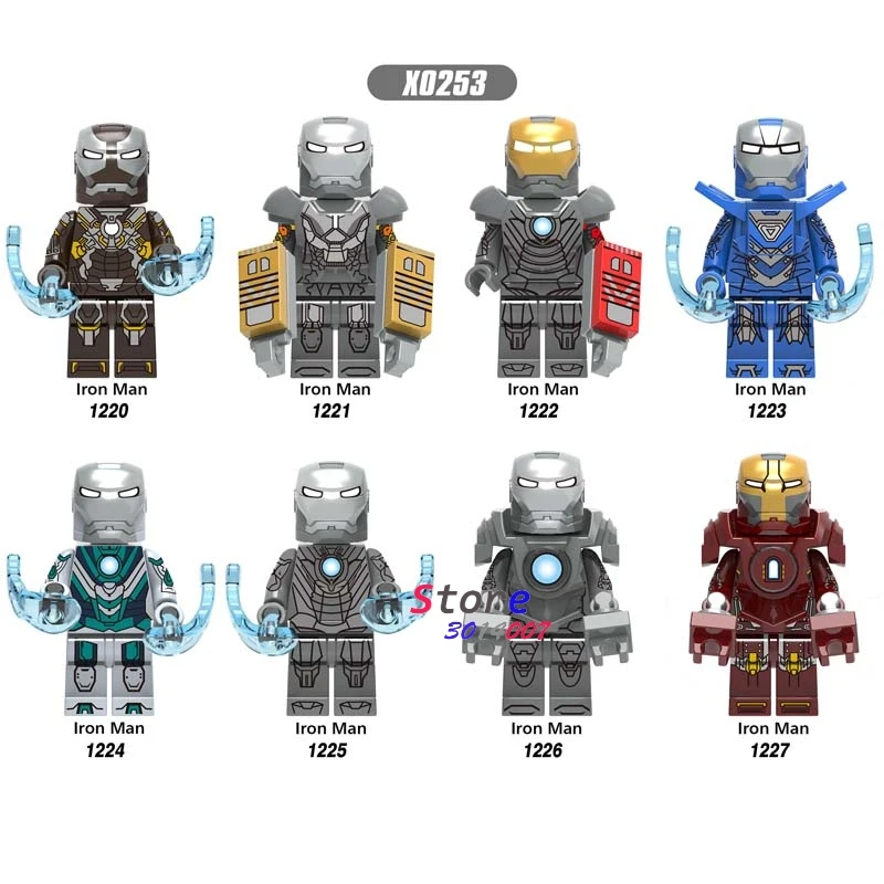 50 шт. Мстители эндгейм Железный человек Tony Stark Mark24 Mark25 Mark29 Mark30 Mark31 Mark32 строительный блок для детей