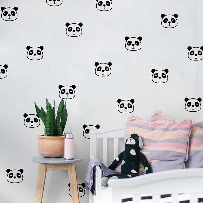 Панда настенные украшения для детской декора, милая панда лицо виниловая наклейка на стену для детской комнаты Настенные Украшения