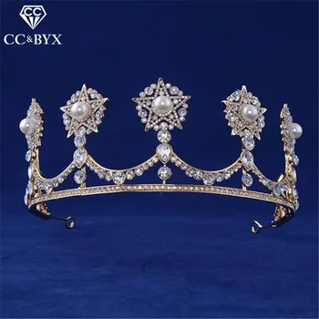 

CC tiaras and crowns hariband hair ornaments luxury crystal pearl wedding hair accessories for bride engagement jewelry HG456