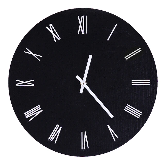 Drop Shipping 12inch Wall Clock Home Decor Quartz Pierced Round Slient Simple Living Room Bedroom Hanging Clocks Household Black In Wall Clocks From