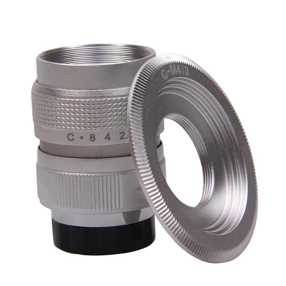 Серебристый Фуцзянь 25 мм F1.4 CCTV TV lens + C Mount для Micro 4/3 m4/3 Panasonic GX85 GX8 GX7 GX7K GH5 GH4 G10 G7 G7K G7H