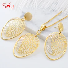 Солнечный Электрический вездеход на ДУ большие серьги подвеска ожерелье комплекты украшений для женщин листья выдолблены для вечерние, одежда на каждый день