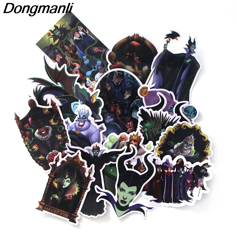

P3651 17 Pcs/set Maleficent DIY Skateboard Graffiti Laptop Badge Motorcycle Luggage Bags Accessories