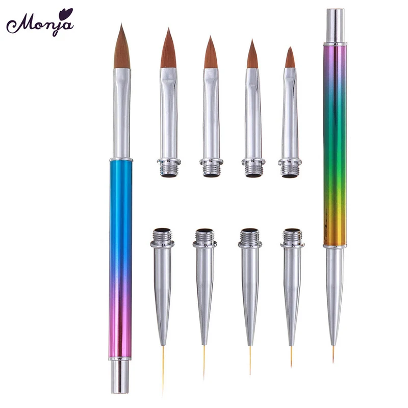 5 головок улыбка в форме полумесяца Акрил французский Nail Art Brush Set UV гель для ногтей градиент Цвет советы 3D DIY живопись чертежный вкладыш ручка