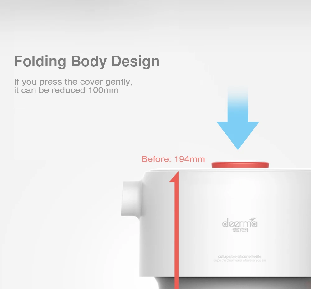 Deerma 0.6L складной портативный чайник для воды, ручная электрическая колба для воды, чайник с защитой от автоматического отключения, проводной чайник