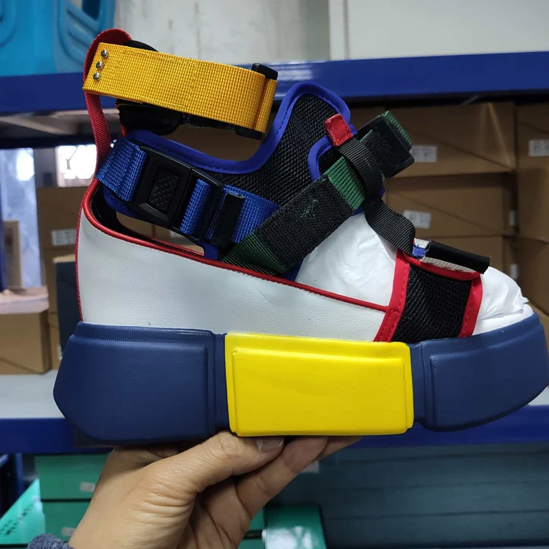 SWYIVY platform sandals for woman 2019 new blue wedge high heel chunky sandals shoes summer female casual shoes ankle hook loop SWYIVY platform sandals for woman 2019 new blue wedge high heel chunky sandals shoes summer female casual shoes ankle hook loop
