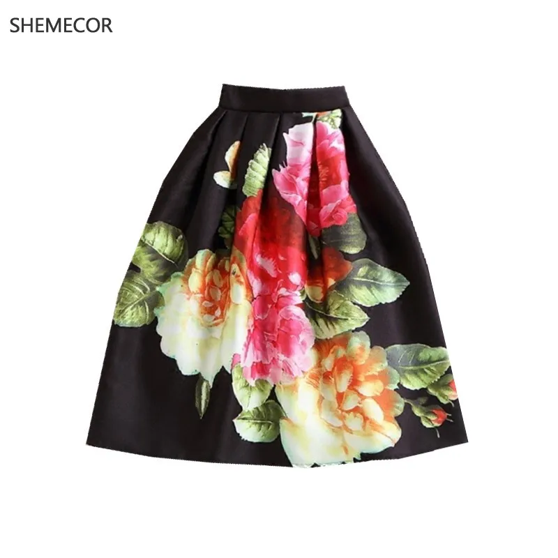 Женская плиссированная юбка SHEMECOR винтажная в стиле ретро с цветочным принтом и