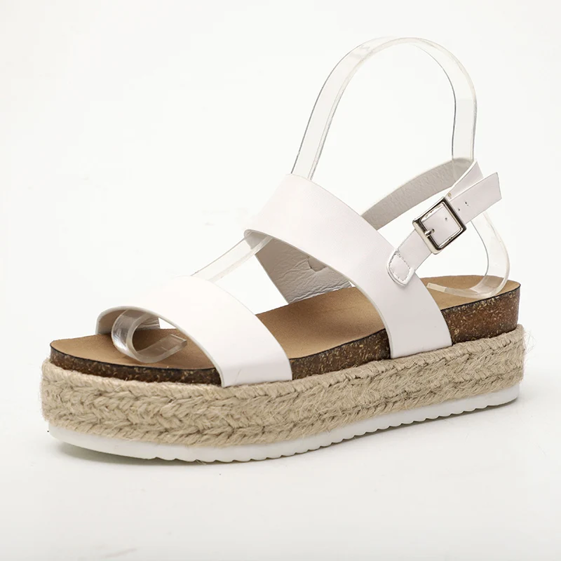 Woman Sandals 2019 Summer Platform Sandals For Women Shoes Casual Fashion Straw Cake Thick Bottom Toe Roman Wind Flat Sandals