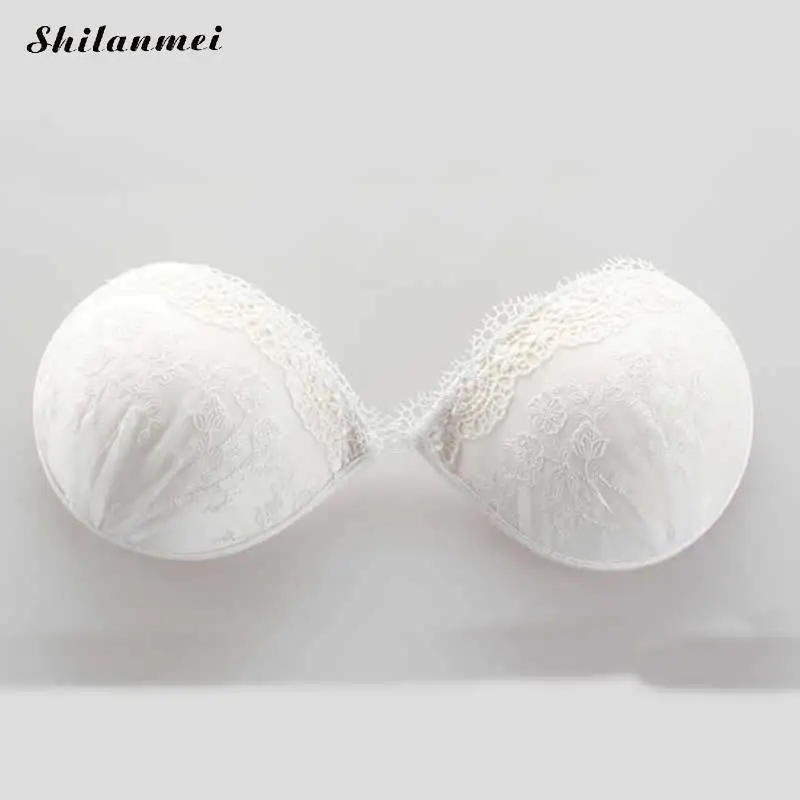 

2018 New Sexy Push up Seamless Bra Adhesive Silicone Strapless Invisible Women Underwear 1/2 Cup White Lace Wedding Bralette