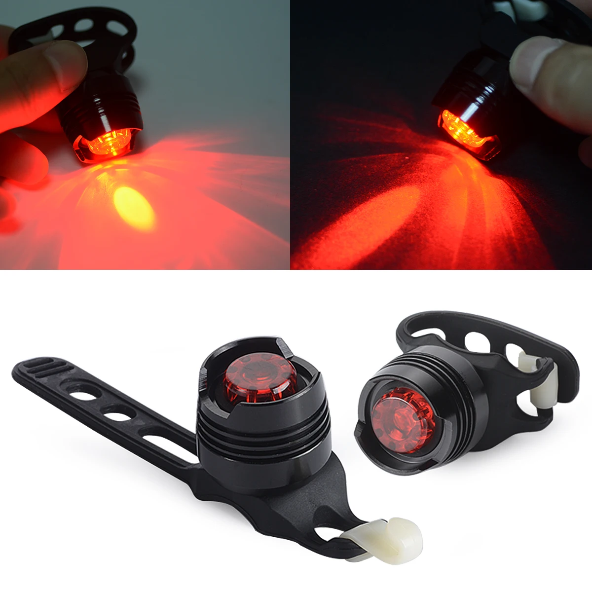 Waterproof LED Motorcycle Bike Bicycle Front Rear Tail Helmet Red Flash