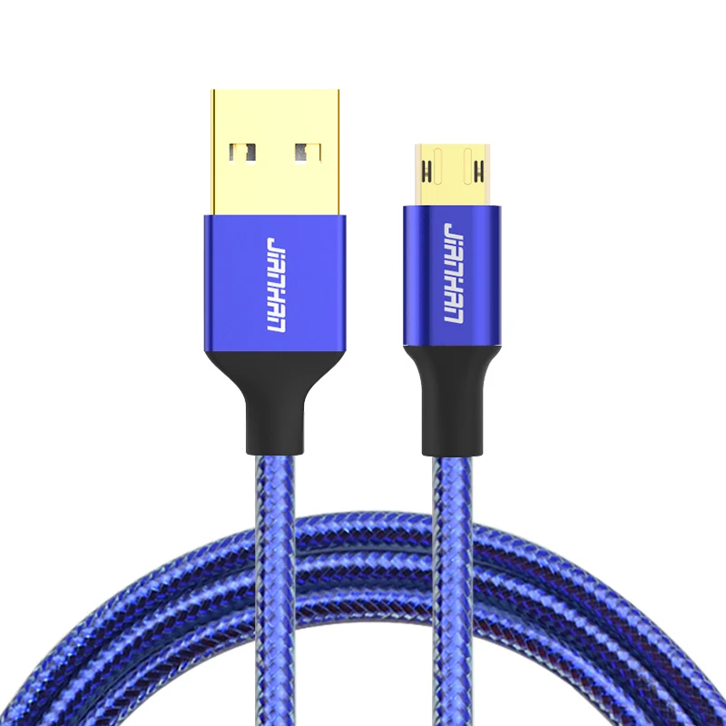 Двусторонний микро USB кабель 5V2A для быстрой зарядки и передачи данных для samsung, Xiaomi, Android Phone, плетеный шнур питания plu - Цвет: Blue