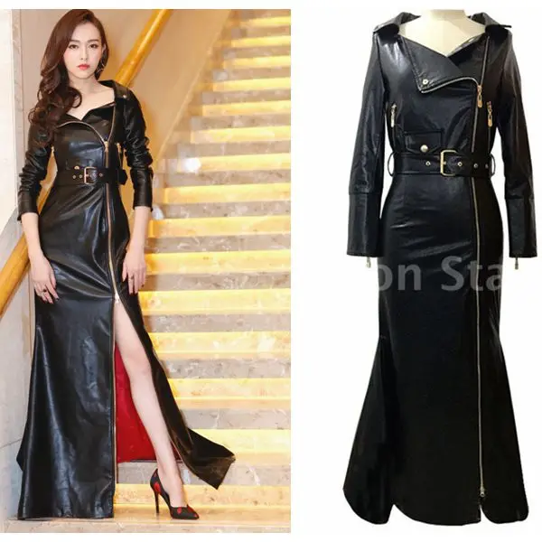 leather one piece dress